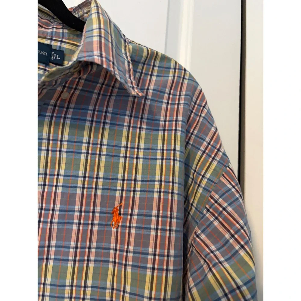 Polo Ralph Lauren Blake Mens Large Plaid Button Down‎ Shirt Multicolor Cotton L